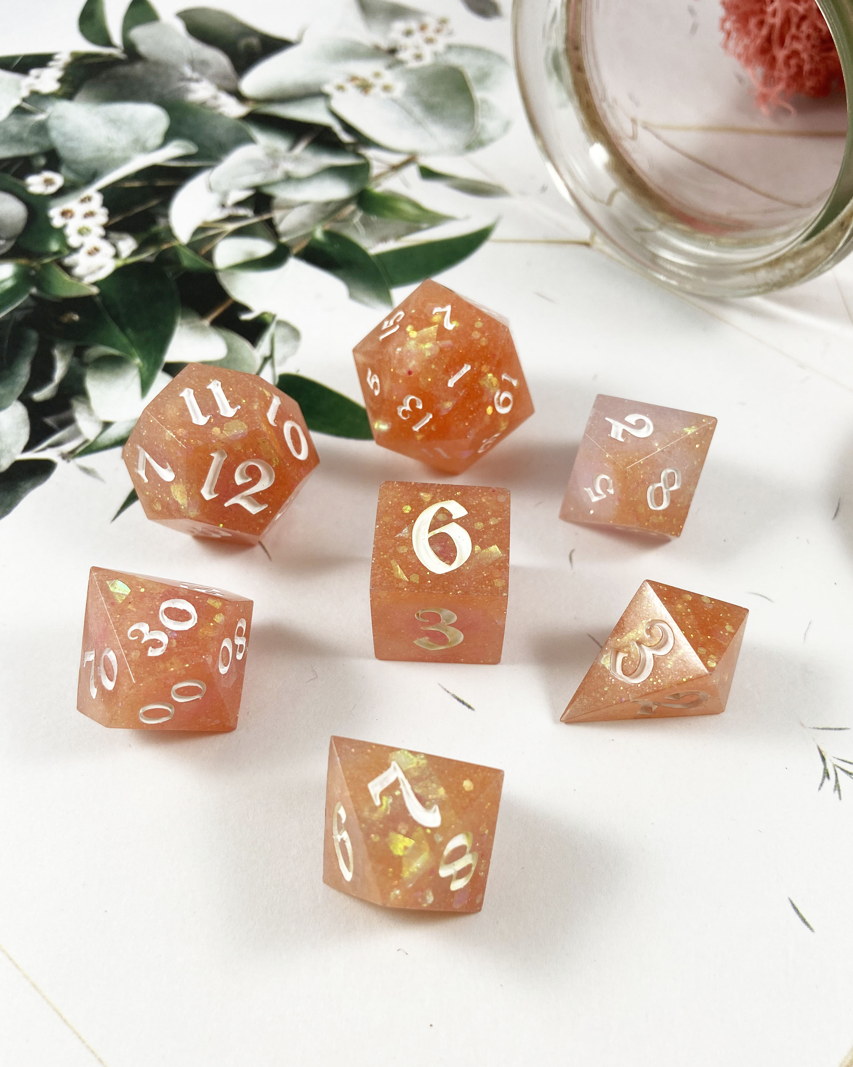 Peach Blossom Dice Set by Charm the Senses